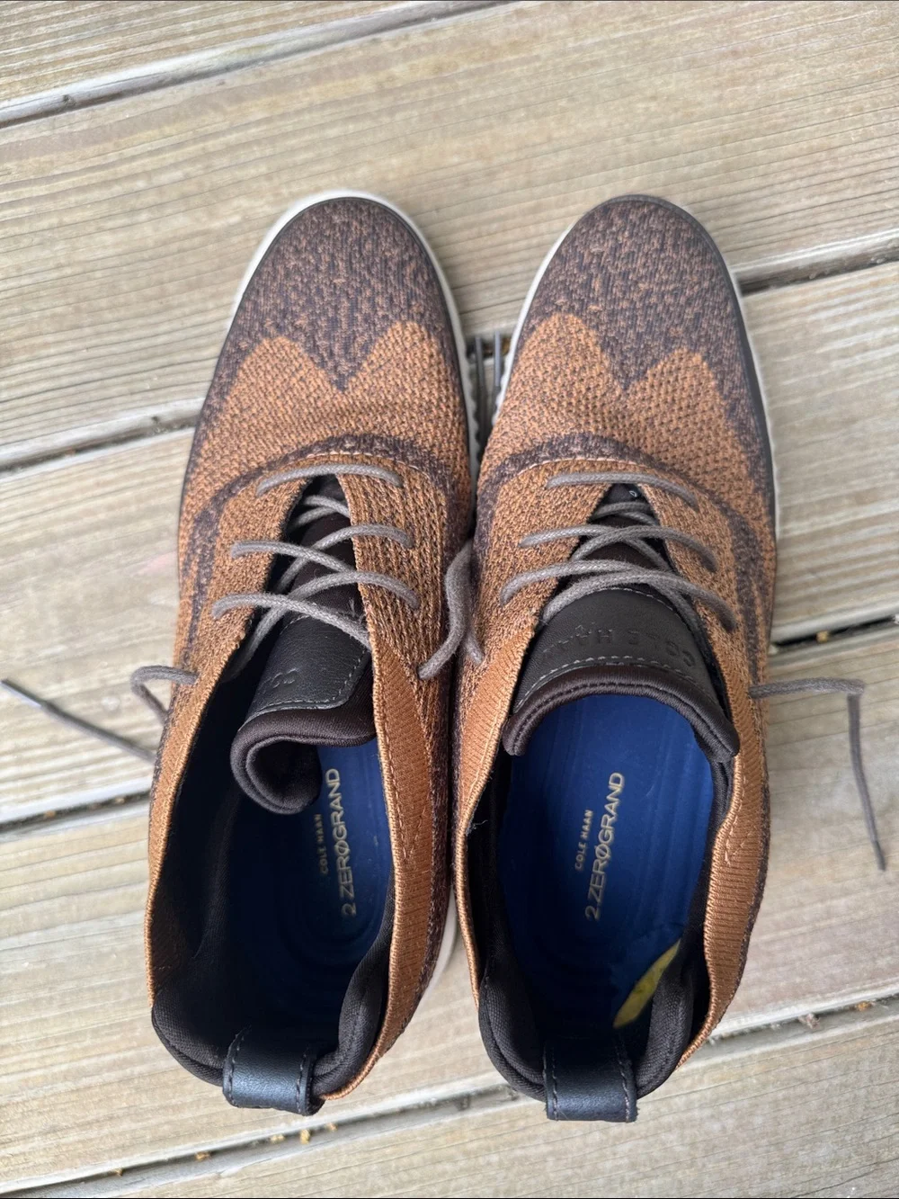 Cole Haan zero grand Men’s Brown and Dark Brown Knit Sneakers size 10